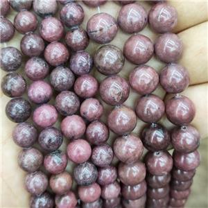 Natural Rhodonite Beads Pink Smooth Round, approx 12mm dia