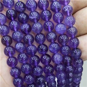 Natural Purple Amethyst Beads Smooth Round, approx 6mm dia