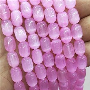 Pink Selenite Barrel Beads, approx 8x12mm