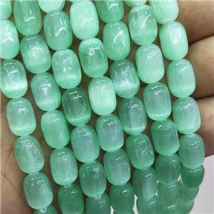Green Selenite Barrel Beads, approx 8x12mm