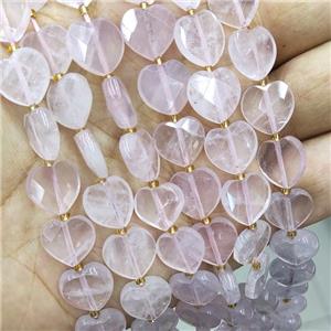 Natural Pink Rose Quartz Heart Beads Faceted, approx 12mm