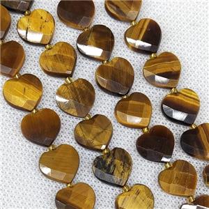 Natural Tiger Eye Stone Heart Beads Faceted, approx 12mm