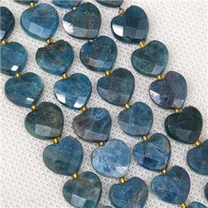 Natural Blue Apatite Heart Beads Faceted, approx 12mm