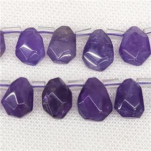 Natural Amethyst Teardrop Beads Faceted Topdrilled, approx 10-16mm
