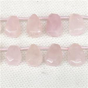 Natural Pink Rose Quartz Teardrop Beads Faceted Topdrilled, approx 10-16mm