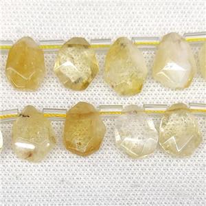 Natural Yellow Citrine Beads Faceted Teardrop Topdrilled, approx 10-16mm