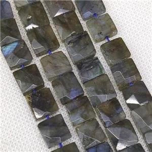 Natural Labradorite Beads Faceted Square, approx 10-11mm