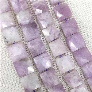 Natural Kunzite Beads Purple Faceted Square, approx 10-11mm