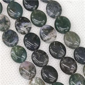Natural Green Moss Agate Oval Beads, approx 12-14mm