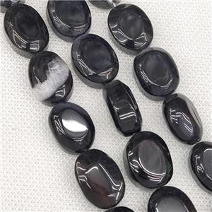 Natural Agate Oval Beads Black Dye, approx 15-20mm