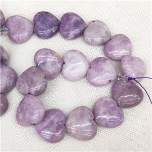 Natural Lepidolite Heart Beads Purple, approx 25-28mm