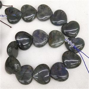 Natural Labradorite Heart Beads, approx 25-28mm