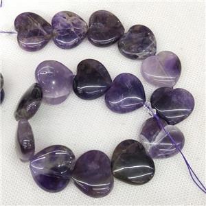 Natural Purple Amethyst Heart Beads, approx 25-28mm