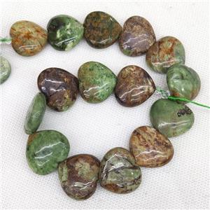 Natural Green Opal Heart Beads, approx 25-28mm