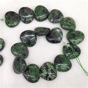 Natural Zoisite Heart Beads Green, approx 25-28mm