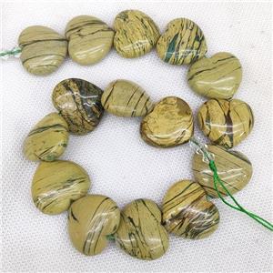 Natural Green Verdite Heart Beads, approx 25-28mm