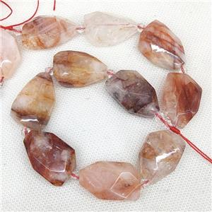Natural Red Hematoid Quartz Beads Faceted Freeform, approx 20-32mm