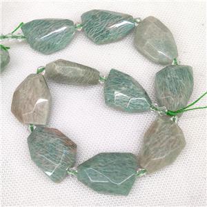 Natural Green Amazonite Beads Faceted Freeform, approx 20-32mm