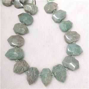 Natural Green Amazonite Bullet Beads Flat Topdrilled, approx 20-30mm