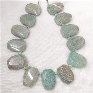 Natural Green Amazonite Beads Topdrilled Faceted, approx 20-35mm