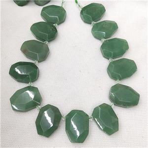 Natural Green Aventurine Slice Beads Topdrilled Faceted, approx 20-35mm