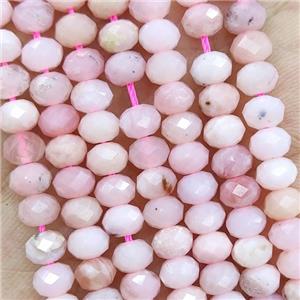 Natural Pink Opal Beads A-Grade Faceted Rondelle, approx 5.6-6mm