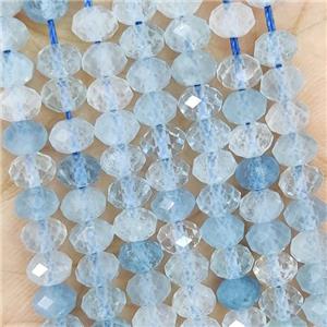 Natural Blue Aquamarine Beads A-Grade Faceted Rondelle, approx 5.6-6mm