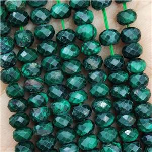 Natural Green Malachite Beads Faceted Rondelle, approx 5.6-6mm