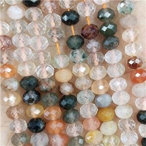 Natural Rutilated Quartz Mixed Color Faceted Rondelle, approx 4.7-5.5mm