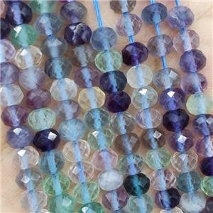 Natural Fluorite Beads Multicolor Faceted Rondelle, approx 4.7-5.5mm
