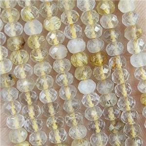 Natural Gold Rutilated Quartz Beads Faceted Rondelle, approx 4.7-5.5mm