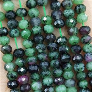 Natural Ruby Zoisite Beads Green Faceted Rondelle, approx 4.7-5.5mm