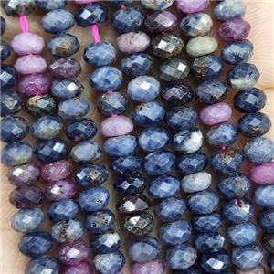 Natural Sapphire And Ruby Beads Faceted Rondelle, approx 4.7-5.5mm