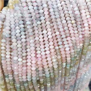 Natural Morganite Beads Multicolor Faceted Rondelle, approx 4.7-5.5mm