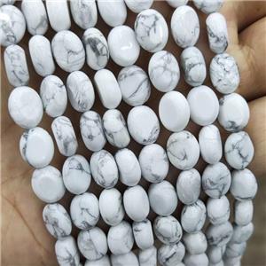 White Howlite Turquoise Oval Beads, approx 8-10mm
