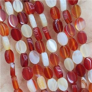 Natural Agate Oval Beads Red Dye, approx 4-6mm