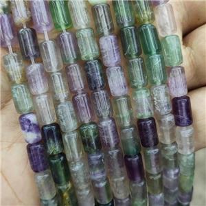 Natural Fluorite Tube Beads Multicolor, approx 6-10mm