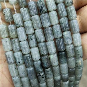 Natural Labradorite Tube Beads Gray, approx 6-10mm