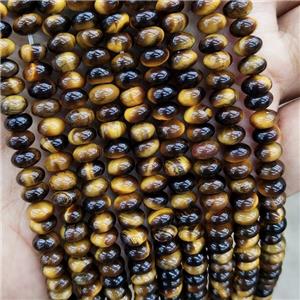 Natural Tiger Eye Stone Beads Smooth Rondelle, approx 6mm