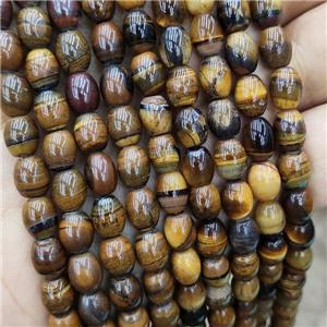 Natural Tiger Eye Stone Rice Beads, approx 6-8mm