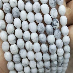 White Howlite Turquoise Rice Beads Barrel, approx 6-8mm