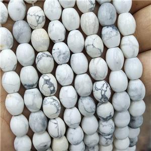 White Howlite Turquoise Rice Beads Barrel, approx 8-10mm