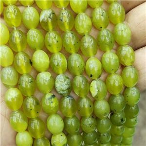 Natural Koren Jadeite Rice Beads Green Barrel, approx 8-10mm