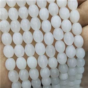 White Jade Rice Beads Barrel, approx 8-10mm