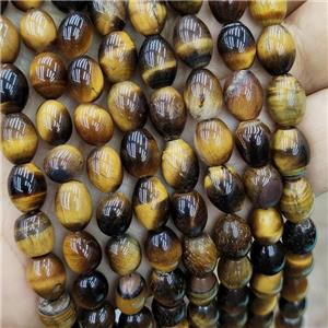 Natural Tiger Eye Stone Barrel Beads Rice, approx 8-10mm
