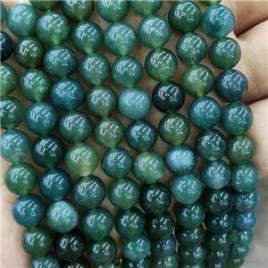 Natural Green Moss Agate Beads Smooth Round, approx 8mm