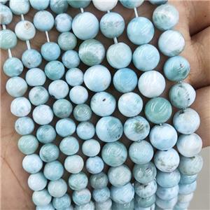 Natural Larimar Beads A-Grade Smooth Round, approx 5mm