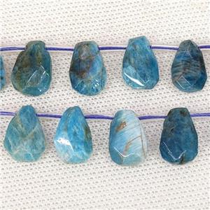 Natural Apatite Beads Blue Faceted Teardrop Topdrilled, approx 10-16mm