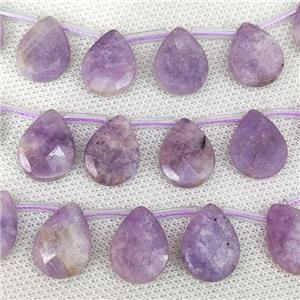 Natural Lepidolite Beads Purple Faceted Teardrop Topdrilled, approx 13-18mm