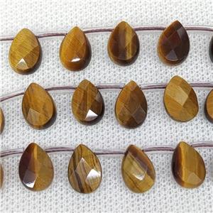 Natural Tiger Eye Stone Beads Faceted Teardrop Topdrilled, approx 8-12mm